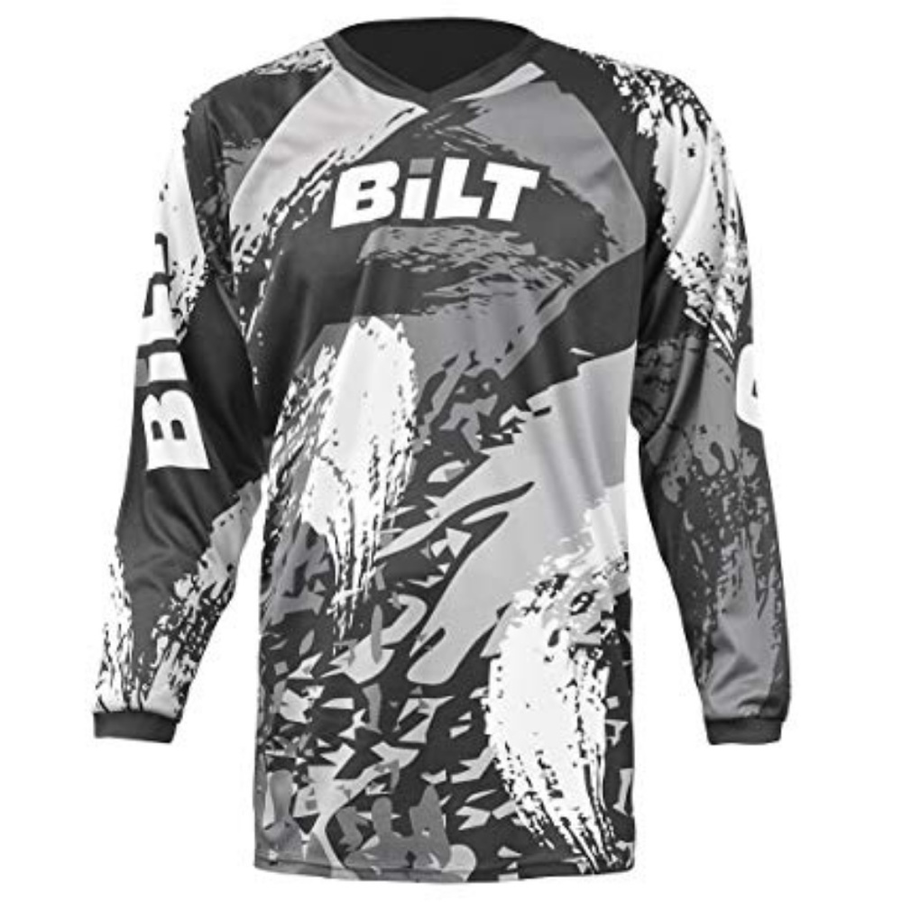 BiLT Long Sleeve Dirt Bike Shirt Gray + White